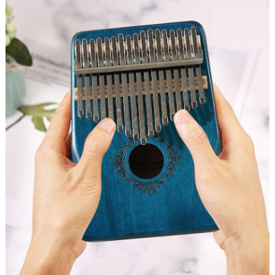 Kalimba 101 Instrument muzical ALBASTRU din lemn 17 note