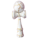 Kendama profesionala din lemn 18 cm model clasic cu design crapat culoare ALB
