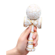 Kendama profesionala din lemn 18 cm model clasic cu design crapat culoare ALB