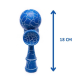 Kendama profesionala din lemn 18 cm model clasic cu design crapat culoare Albastru/Alb 