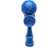 Kendama profesionala din lemn 18 cm model clasic cu design crapat culoare Albastru/Alb 