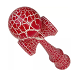 Kendama profesionala din lemn 18 cm model clasic cu design crapat culoare Rosu/Alb 