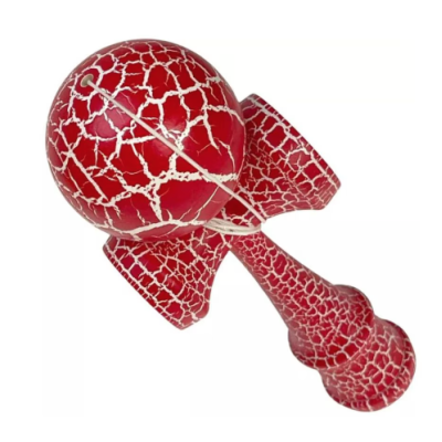 Kendama profesionala din lemn 18 cm model clasic cu design crapat culoare Rosu/Alb Kendama profesionala din lemn 18 cm model clasic cu design crapat culoare Rosu/Alb