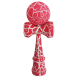Kendama profesionala din lemn 18 cm model clasic cu design crapat culoare Roz/Alb 