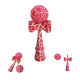 Kendama profesionala din lemn 18 cm model clasic cu design crapat culoare Roz/Alb 