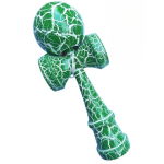 Kendama profesionala din lemn 18 cm model clasic cu design crapat culoare Verde/Alb