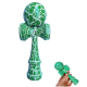 Kendama profesionala din lemn 18 cm model clasic cu design crapat culoare Verde/Alb