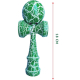 Kendama profesionala din lemn 18 cm model clasic cu design crapat culoare Verde/Alb