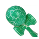 Kendama profesionala din lemn 18 cm model clasic cu design crapat culoare Verde/Alb