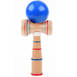 Kendama profesionala din lemn 21 cm model clasic cu bila ALBASTRA