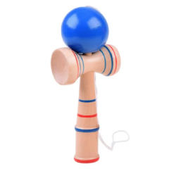 Kendama profesionala din lemn 21 cm model clasic cu bila ALBASTRA