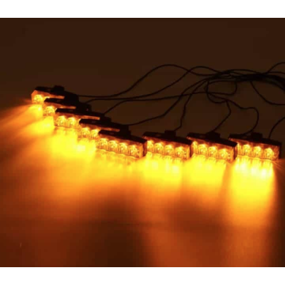 Kit 8 lumini stroboscop 7 functii 12V Galben