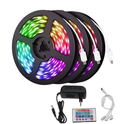 Kit Banda Led Rgb 15 Metri 3x5 Metri cu Telecomanda