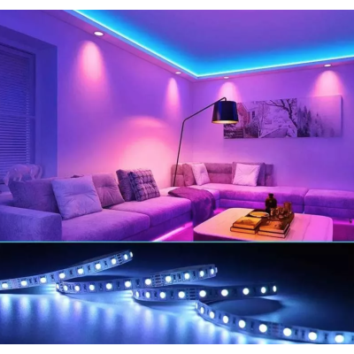 Kit Banda LED RGB cu Telecomanda 300 LED uri Lungime 5m 220V BS Kit Banda LED RGB cu Telecomanda 300 LED uri Lungime 5m 220V BS