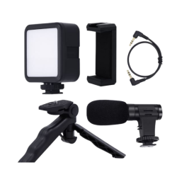 Kit de vlogging cu trepied LED video și suport pentru telefon Q ZJ09 Kit de vlogging cu trepied LED video și suport pentru telefon Q ZJ09