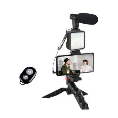 Kit de vlogging cu trepied LED video și suport pentru telefon Q ZJ09