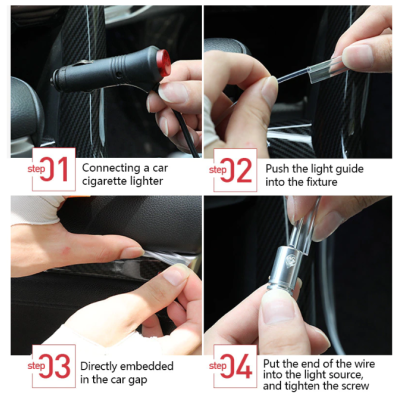 Kit iluminare auto cu 5 benzi fibra optica RGB cu aplicatie bluetooth