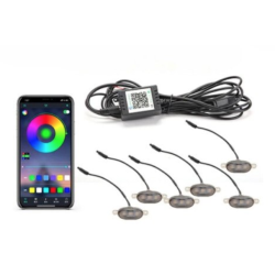 Kit lumini auto cu LED RGB 12V 6 capete grila masca control prin aplicatie telefon diverse jocuri de lumini sau lumina continua