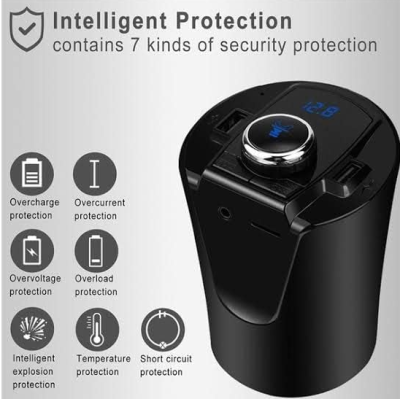 Kit Multifunctional BX6 BX7 FM functie Bluetooth cu 2 porturi USB Slot TF CARD AUX Negru