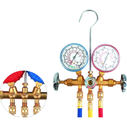 Kit verificat AC cu 2 manometre 2 robineti si 3 furtune 90cm pentru aer conditionat  / Freon