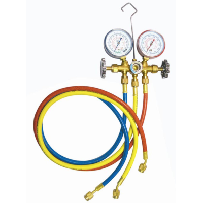 Kit verificat AC cu 2 manometre 2 robineti si 3 furtune 90cm pentru aer conditionat  / Freon
