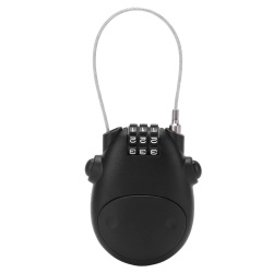 Lacat PREMIUM cu cablu retractabil si cifru Negru