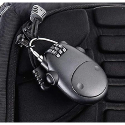 Lacat PREMIUM cu cablu retractabil si cifru Negru