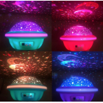 Lampa de veghe rotativa cu proiectie de stele si luna model planeta ALBASTRA