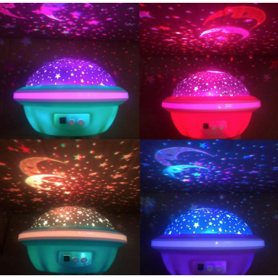 Lampa de veghe rotativa cu proiectie de stele si luna model planeta ROZ