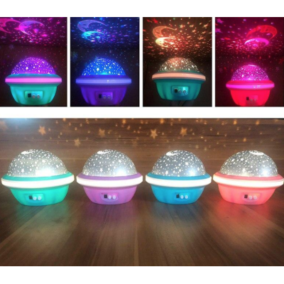 Lampa de veghe rotativa cu proiectie de stele si luna model planeta ROZ