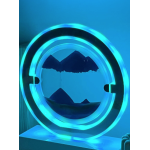 Lampa decorativa pentru birou cu LED multicolor tip tablou cu nisip miscator 3D clepsidra rotativa