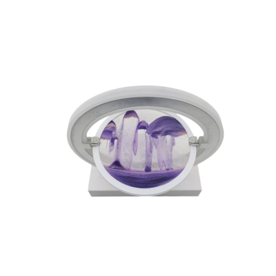 Lampa decorativa pentru birou cu LED multicolor tip tablou cu nisip miscator 3D clepsidra rotativa
