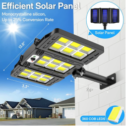 Lampa solara 30w tripla de perete cu senzor de lumina si miscare cu telecomanda