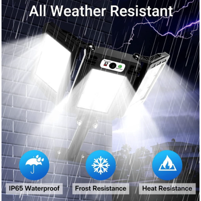 Lampa solara 30w tripla de perete cu senzor de lumina si miscare cu telecomanda