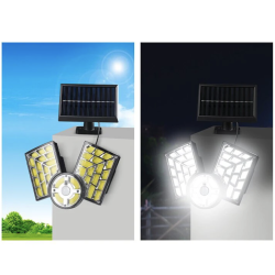 Lampa solara cu 3 casete COB reglabile senzor de miscare si 120 LED