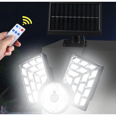 Lampa solara cu 3 casete COB reglabile senzor de miscare si 120 LED