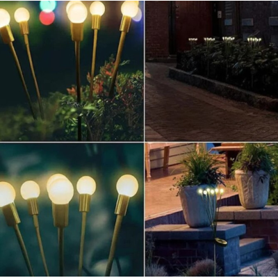 Lampa solara cu 6 Bulbi ALB CALD de gradina tip licurici