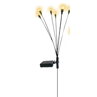 Lampa solara cu 6 Bulbi ALB CALD de gradina tip licurici