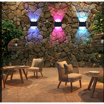 Lampa solara de perete 6 LED lumina RGB multicolora