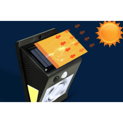 Lampa solara de perete cu leduri laterale lupa si senzor de miscare si lumina CL 2566A