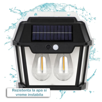 Lampa Solara de Perete Q D1522 Cu 2 becuri LED pentru exterior cu senzor de miscare si lumina