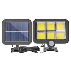 Lampa solara de perete Sl F120 6 x COB LED putere 25W 5000K cu panou solar senzor miscare Neagra