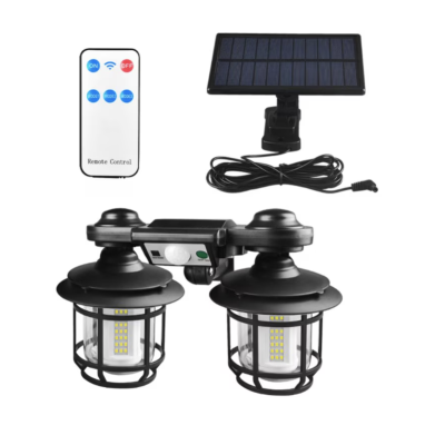 Lampa solara dubla 182LED cu senzor de miscare 3 moduri de iluminare telecomanda