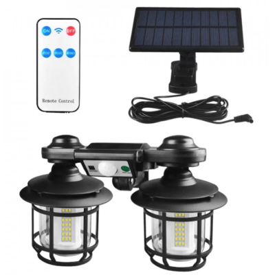 Lampa solara dubla 192 LED cu senzor miscare telecomanda si suport 30W cod JD 2216A