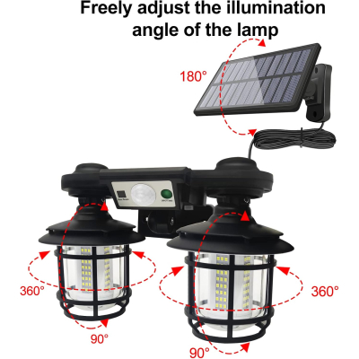 Lampa solara dubla 192 LED cu senzor miscare telecomanda si suport 30W cod JD 2216A