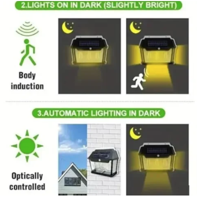 Lampa solara LED de perete cu 3 becuri Senzor de miscare Andowl Q D1640