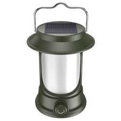 Lampa Solara Retro Camping LY17 Verde cu Maner Reincarcabila