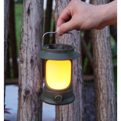 Lampa Solara Retro Camping LY17 Verde cu Maner Reincarcabila