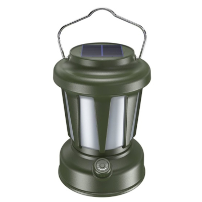 Lampa Solara Retro Camping LY18 Verde cu Maner Reincarcabila