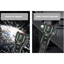 Lanterna aluminiu RTY 827 cu LED 30W incarcare USB acumulator 18650 lampa COB Ciocan de Urgenta si Cutter Lanterna aluminiu RTY 827 cu LED 30W incarcare USB acumulator 18650 lampa COB Ciocan de Urgenta si Cutter